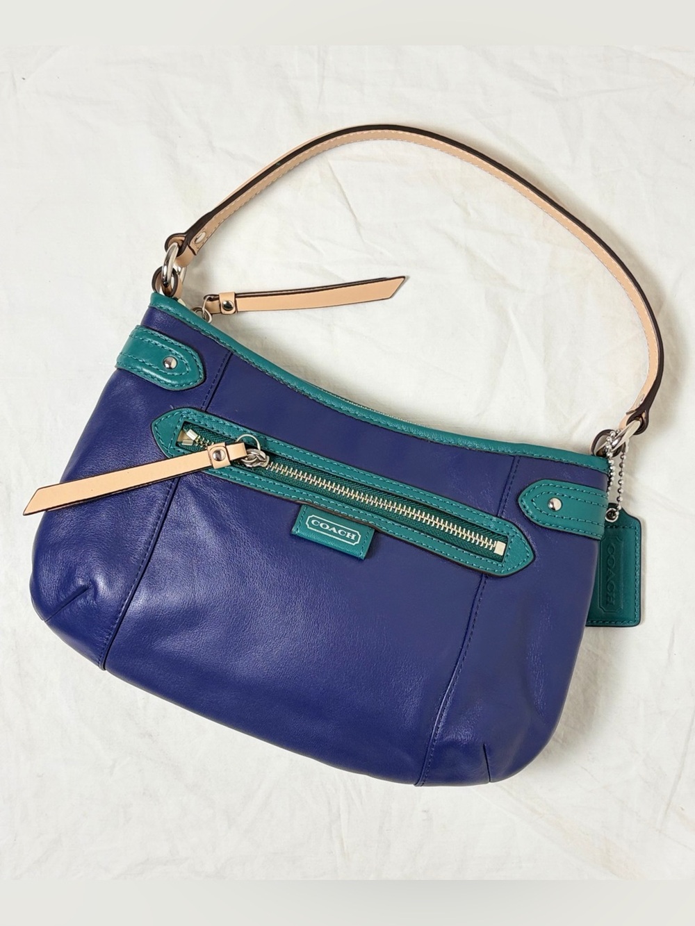 Coach Daisy Spectator Leather Shoulder Bag F23951 Blue Green Colorblock